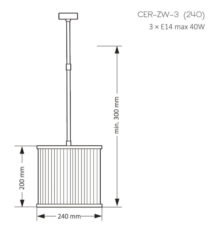 Wymiary żyrandola CER-ZW-1