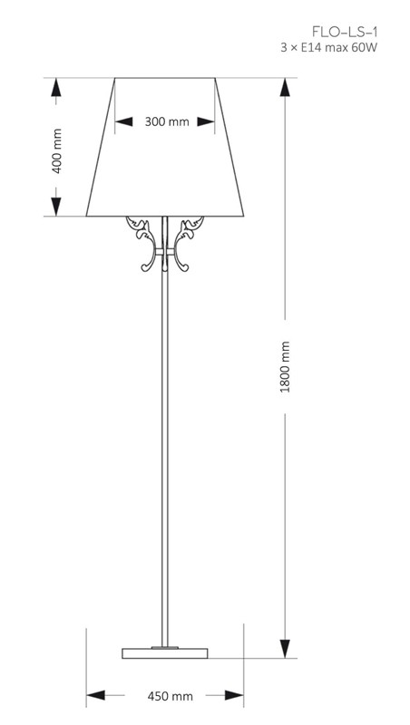 Wymiary lampy stojącej FLO-LS-1
