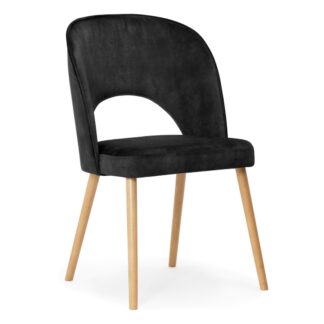 czarne krzesło z dziurą tapicerowane