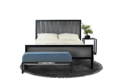 łóżko carlo metalowe zagłówek tapicerowany