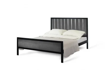 łóżko carlo metalowe zagłówek tapicerowany